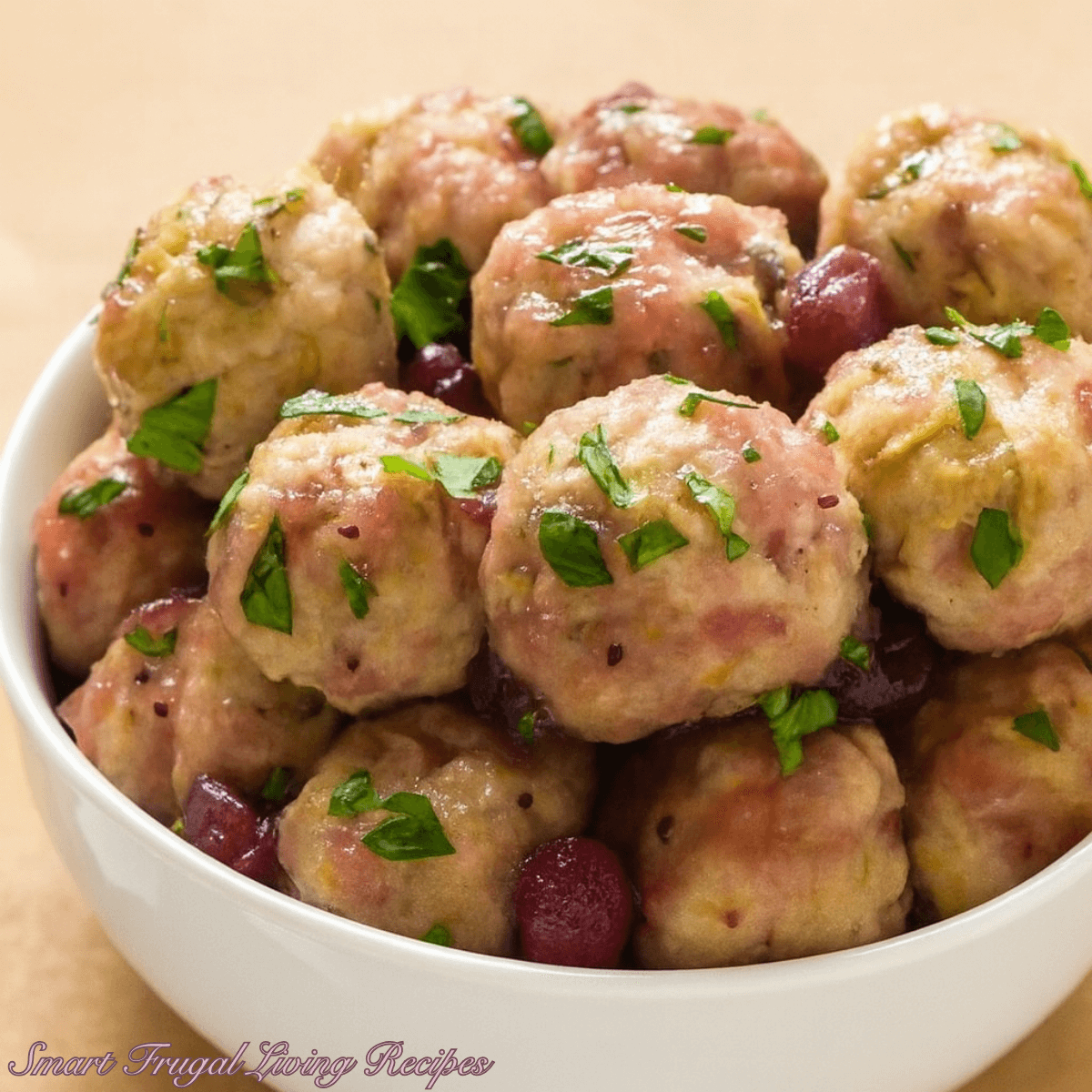 Cranberry Turkey Stuffing Meatballs