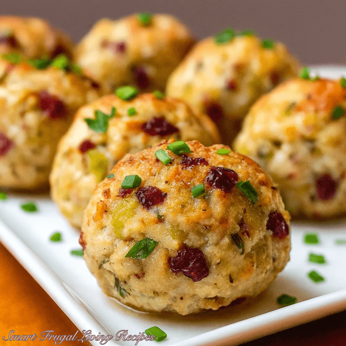 Cranberry Turkey Stuffing Meatballs