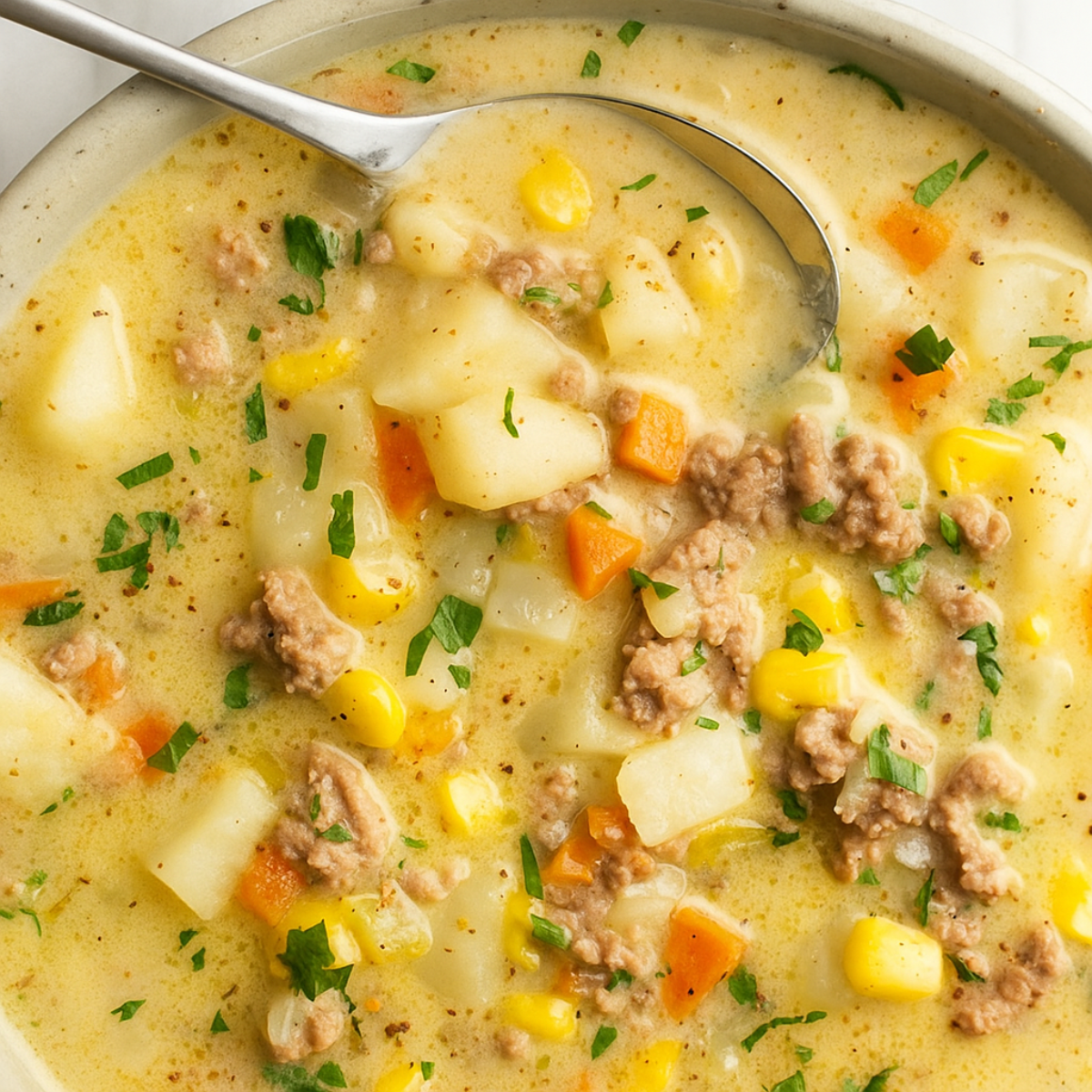 Creamy Hamburger Potato Soup