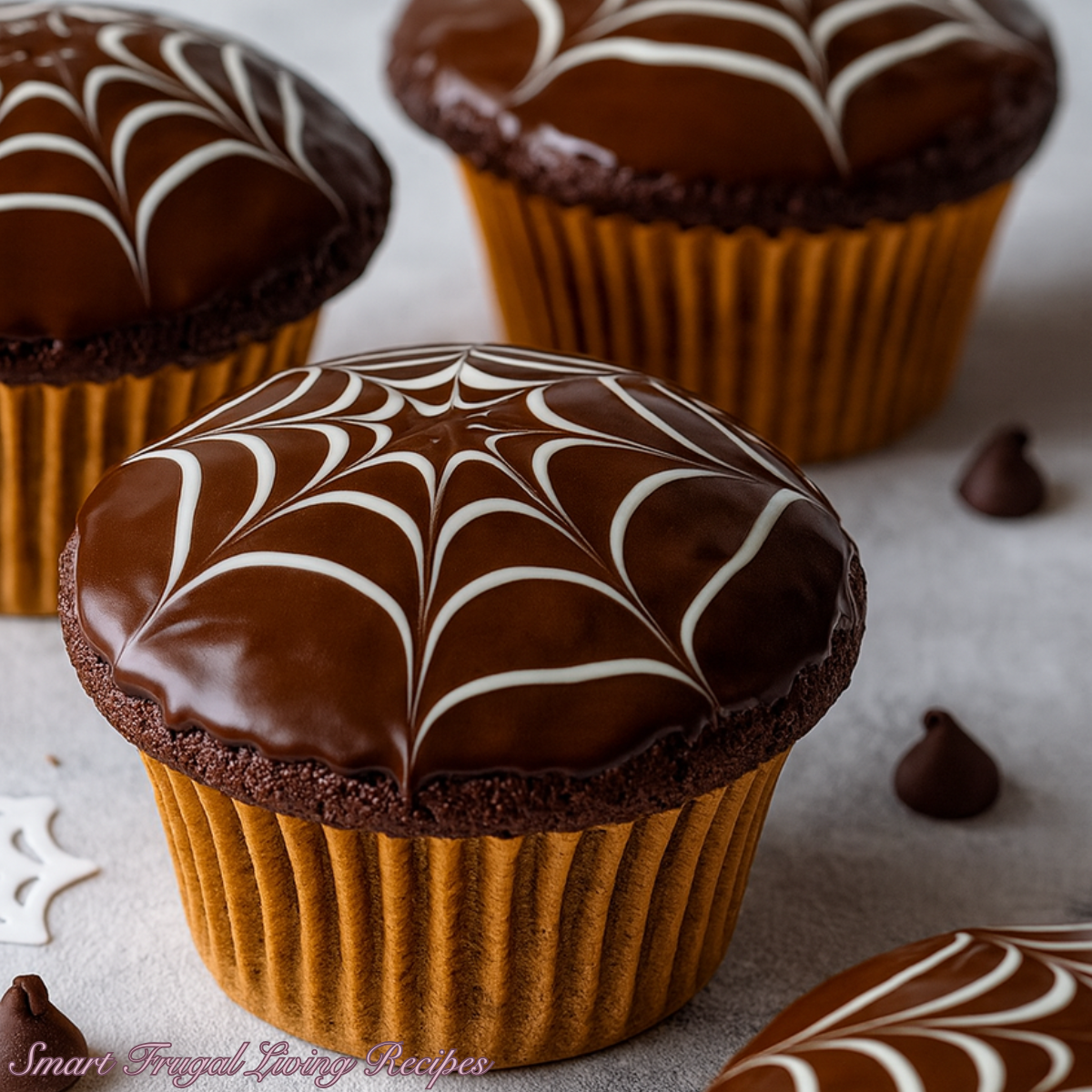 Chocolate Spider Web Halloween Tarts