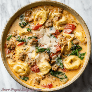 Read more about the article Creamy Sausage Tortellini Soup with Spinach