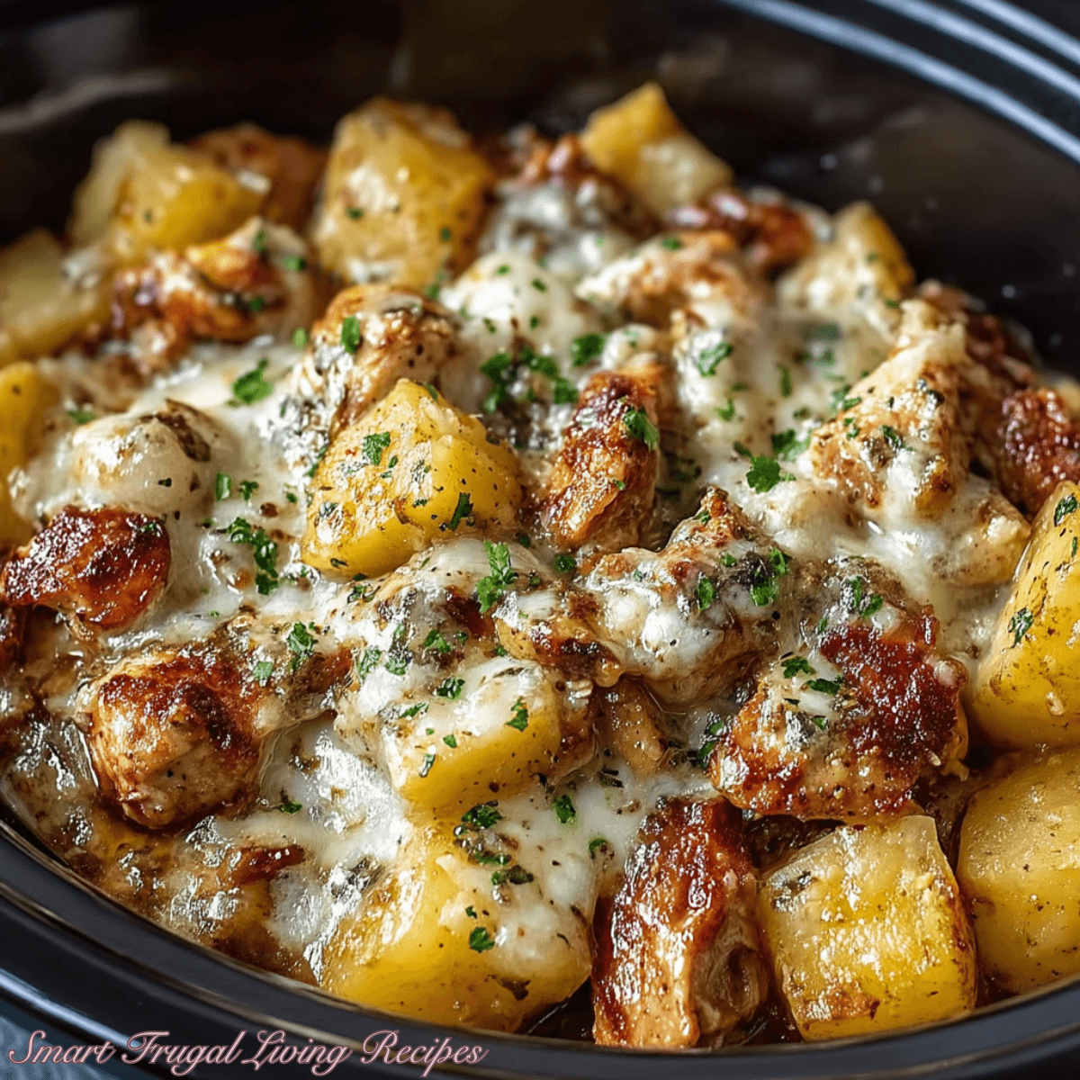 Slow Cooker Garlic Parmesan Chicken and Potatoes